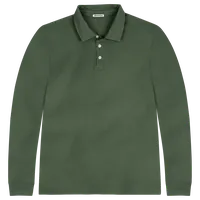StringKing Men's Pima Cotton Long Sleeve Polo - Sharp Fit, Green, Front