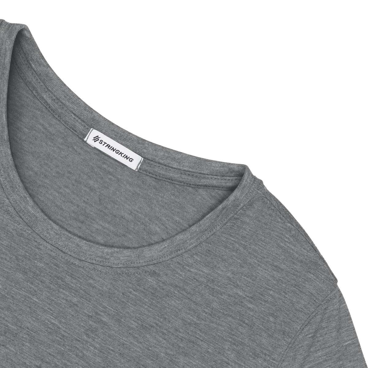 StringKing Women's FlexStyle Short Sleeve Crewneck T-Shirt - Sharp Fit, Heather Gray, Detail