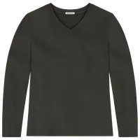 StringKing Women's Pima Terry Long Sleeve V-Neck Tee - Sharp Fit, Peat, Front